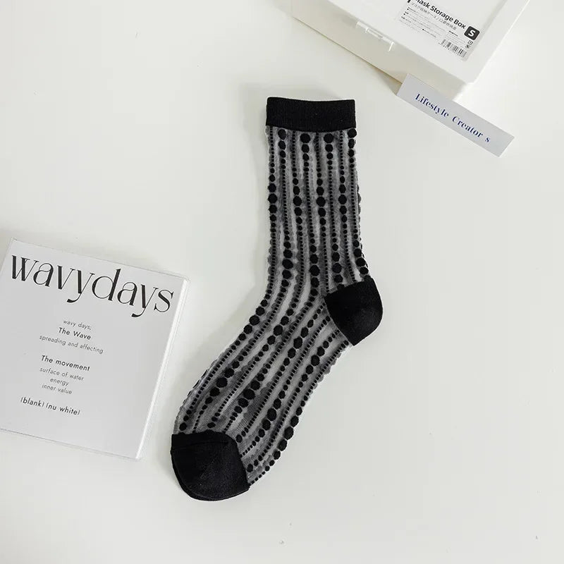 Cute Striped Kawaii Socks for Women | Ultra-Thin Summer Wear