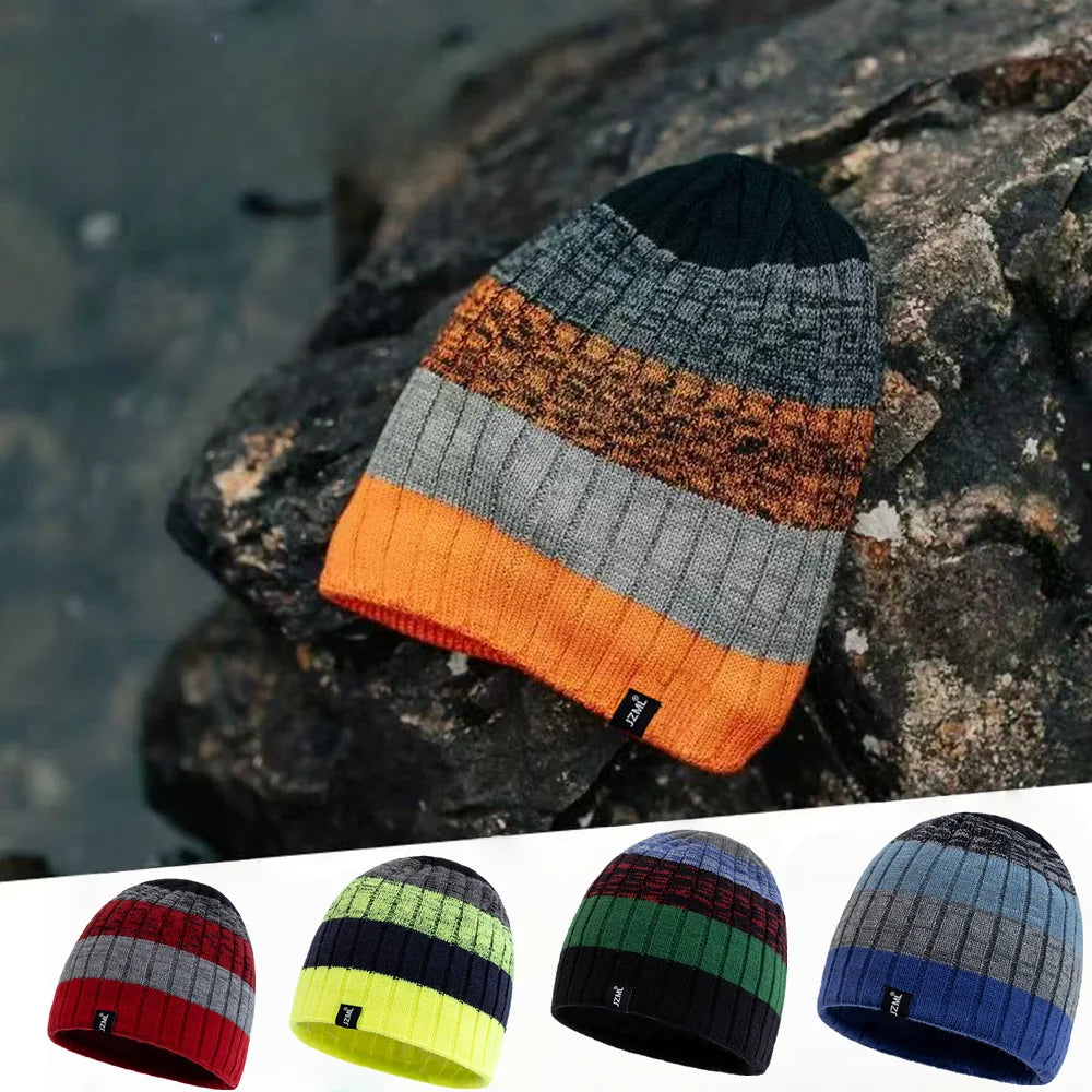 Unisex Colorful Stripes Winter Beanie | Warm Knit Ski Cap