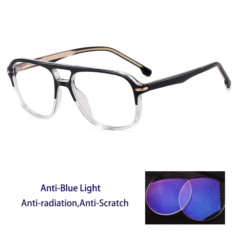 Retro Double Beam Pilot Optical Glasses | Anti Blue Light Eyewear