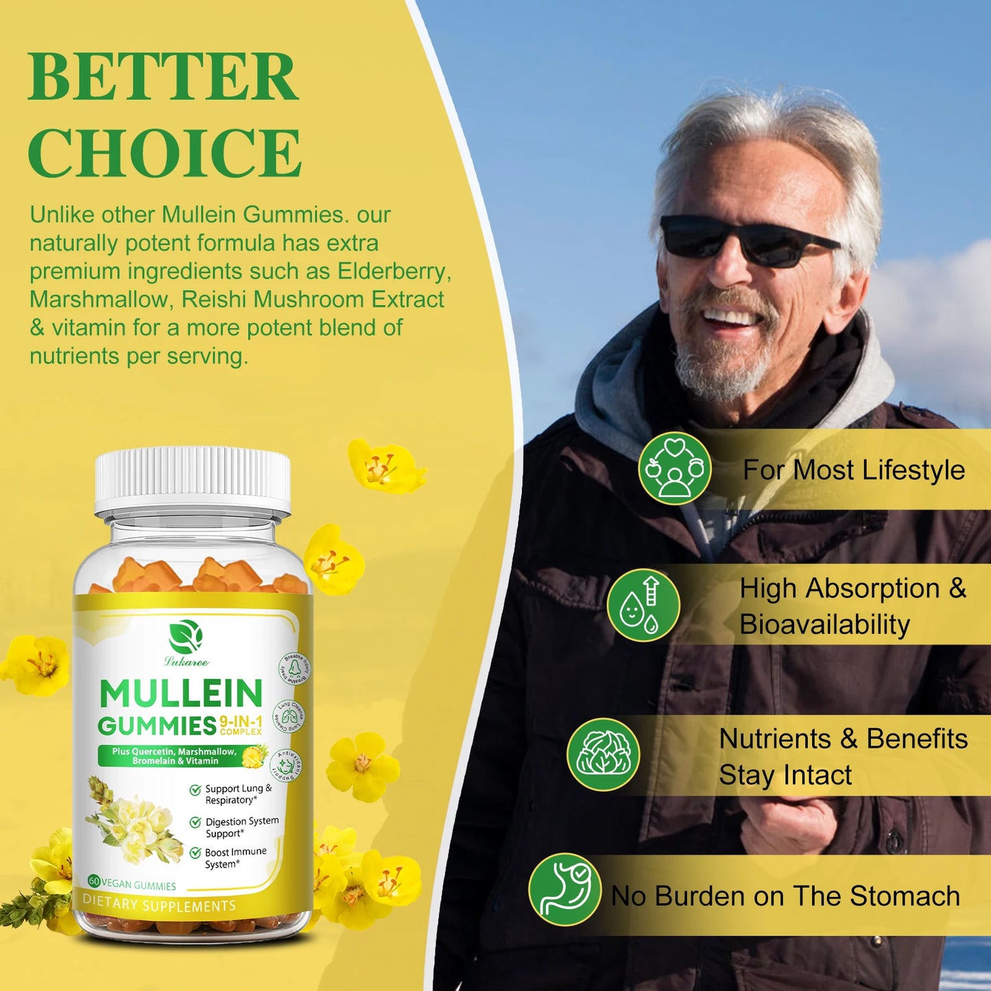 Mullein Gummies for Lung Health | Immune Support & Antioxidant Boost