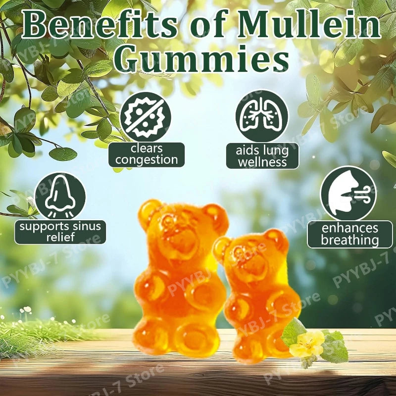 Respiratory Health Mullein Gummies | Pear Flavor Lung Support