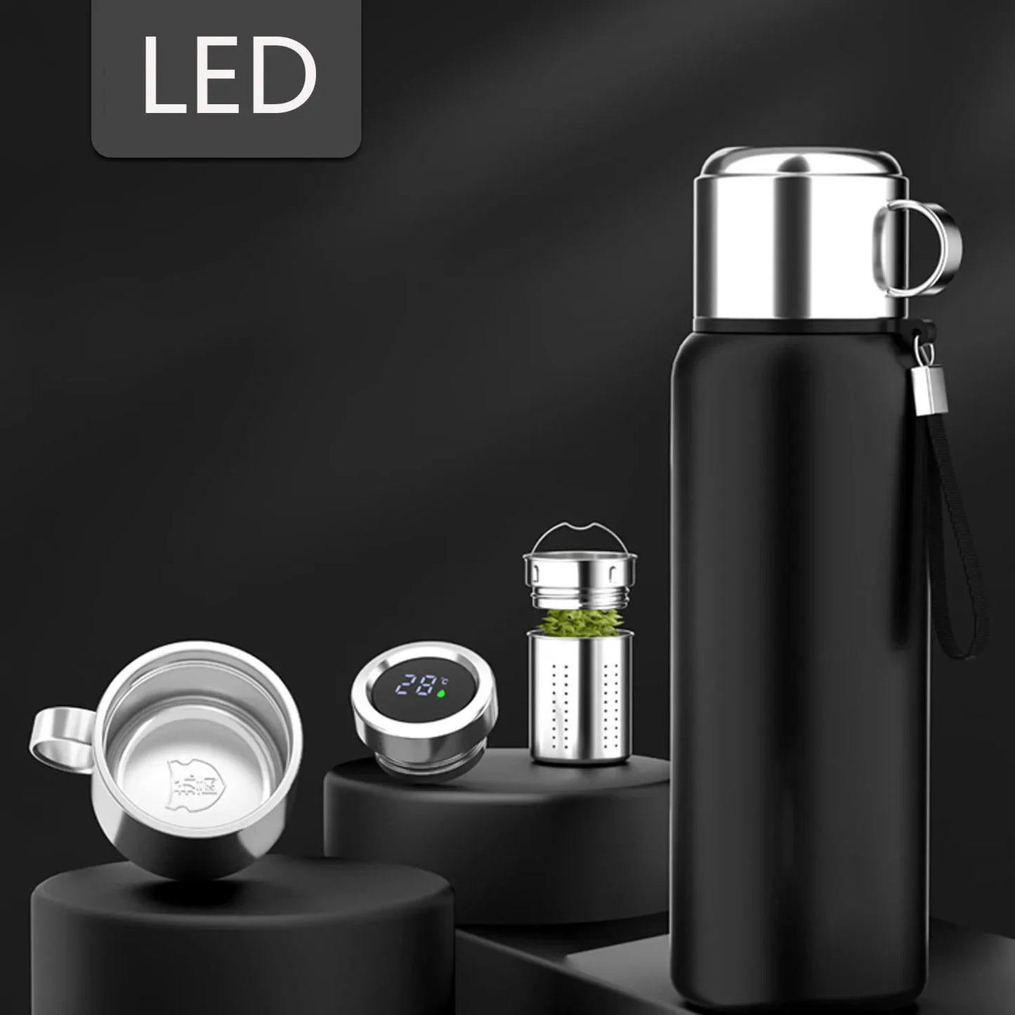 Large Capacity Insulated Stainless Steel Thermos with Temperature Display