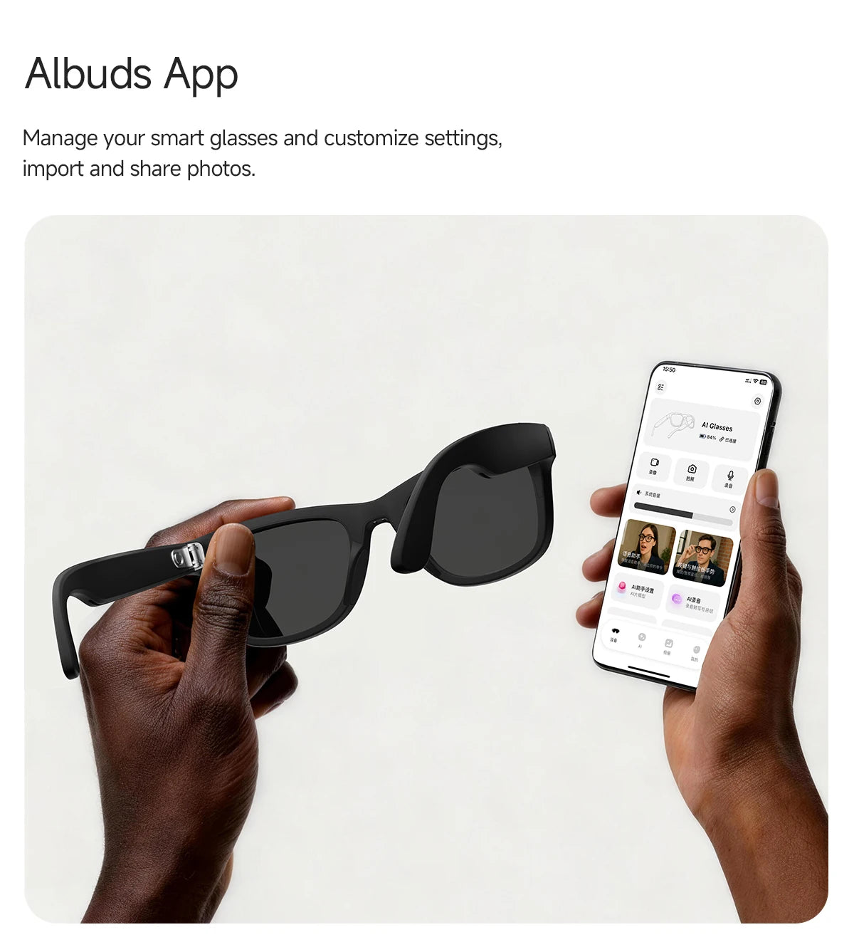 AI Smart Glasses with Real-time Translation and 800W Camera
