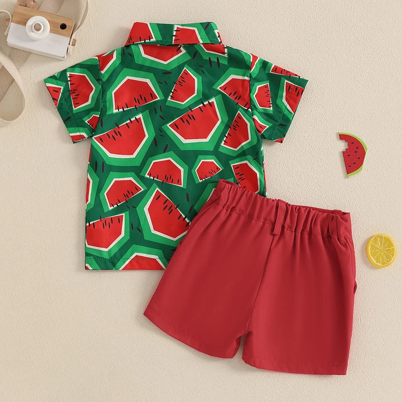 Toddler Summer Outfit Set with Watermelon Pattern | Cute Boys Clothes