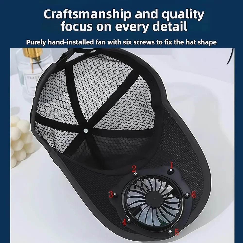 Solar Powered Baseball Cap with Fan | Sun Protection Hat