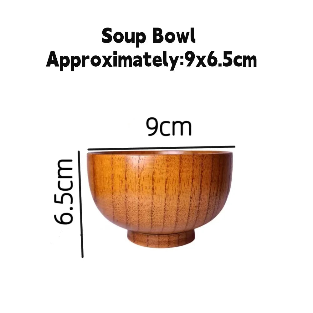 Juego de cuencos de madera natural para sopa y ensalada | Vajilla ecológica