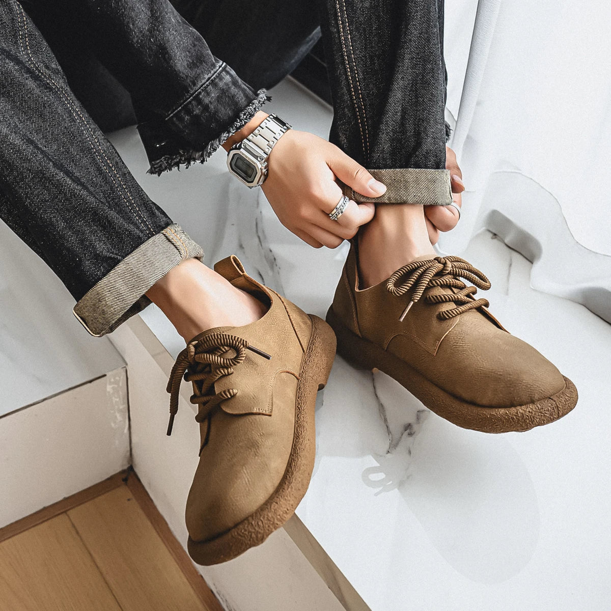Men's Plus Size Retro PU Leather Ankle Shoes | Comfortable Casual Wear