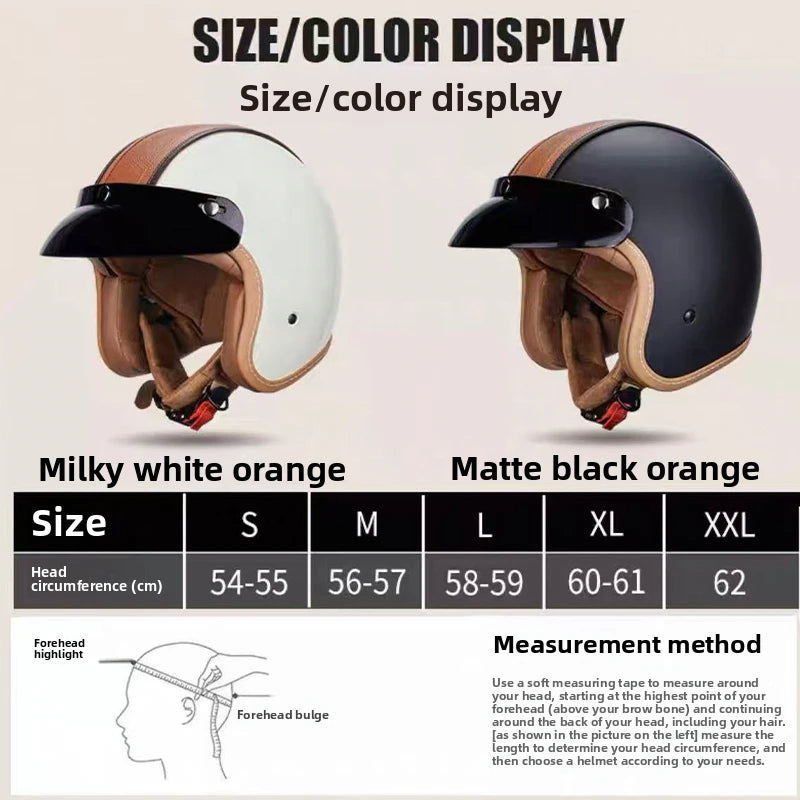 Retro Open Face 3/4 Motorcycle Helmet with Colorful Lens | DOT Certified