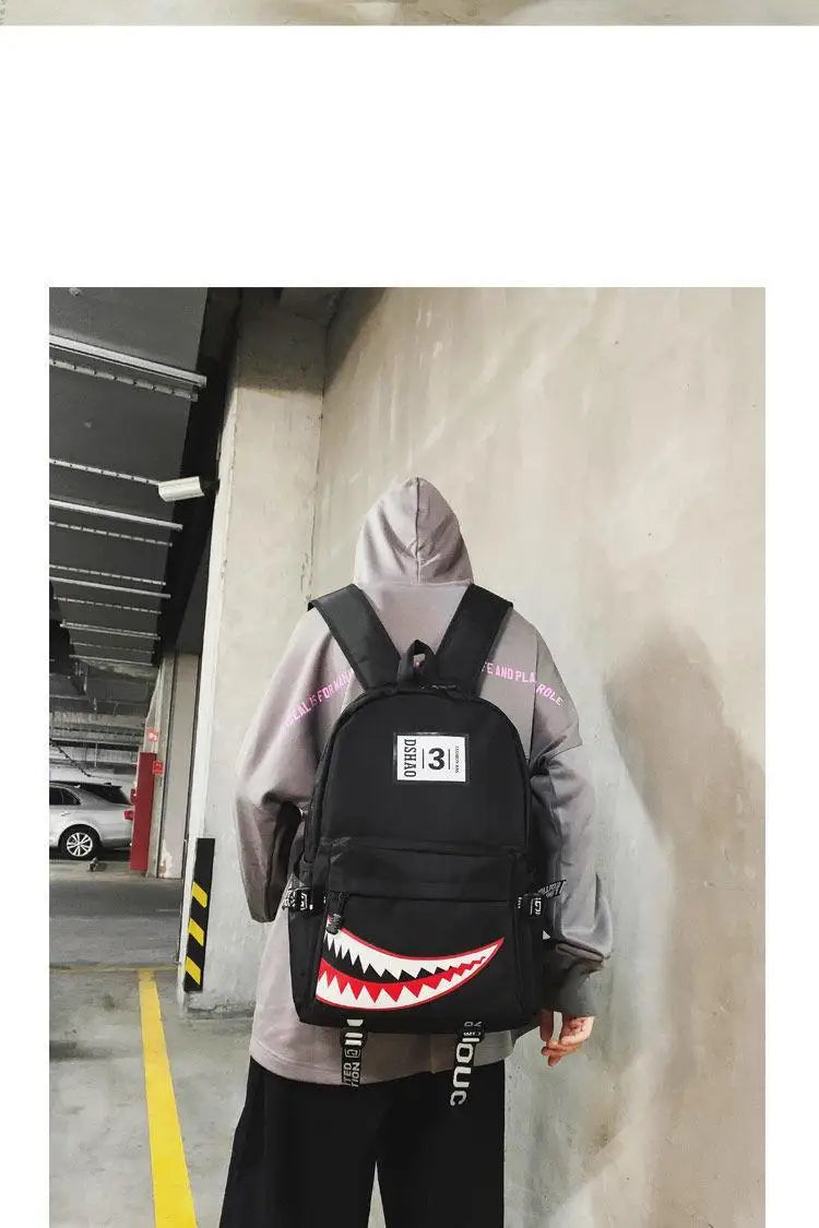 Fashion large back packs for girls boys black wateproof school Backpacks woman shark print travel bags mochilas escolar