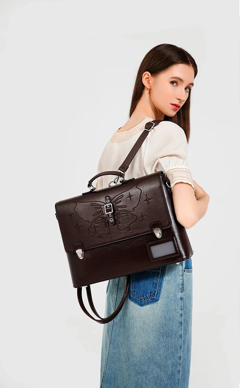 Stylish Cowhide Women's Backpack | Large Capacity Leather Bag