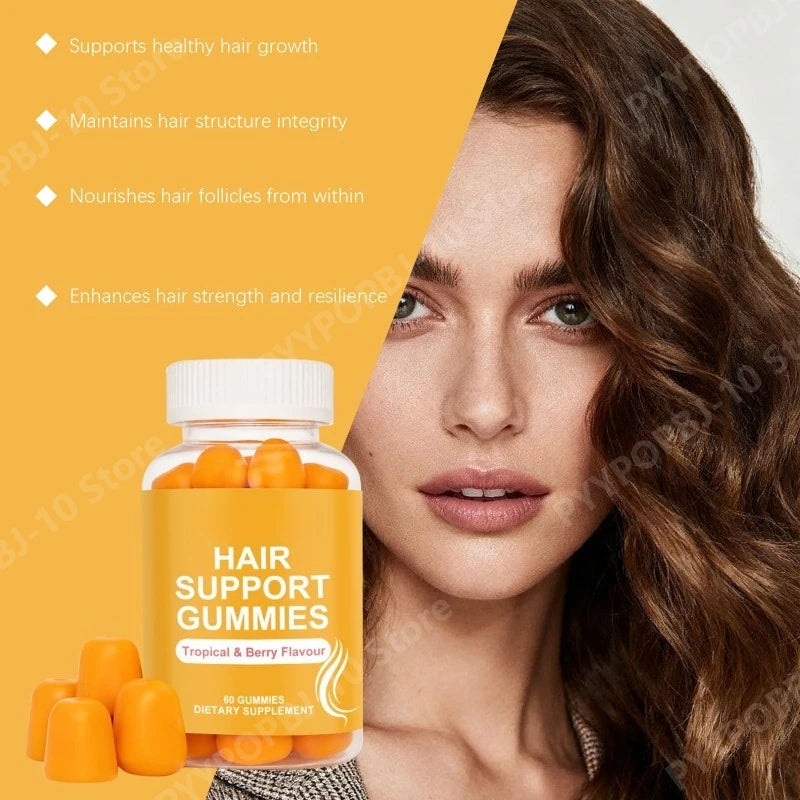 Hair Support Gummies with Biotin, Zinc, and Collagen for Health