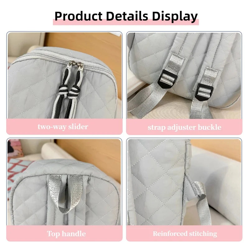 Cute Girls Quilted Backpack with Tassel Decor | Lightweight & Stylish