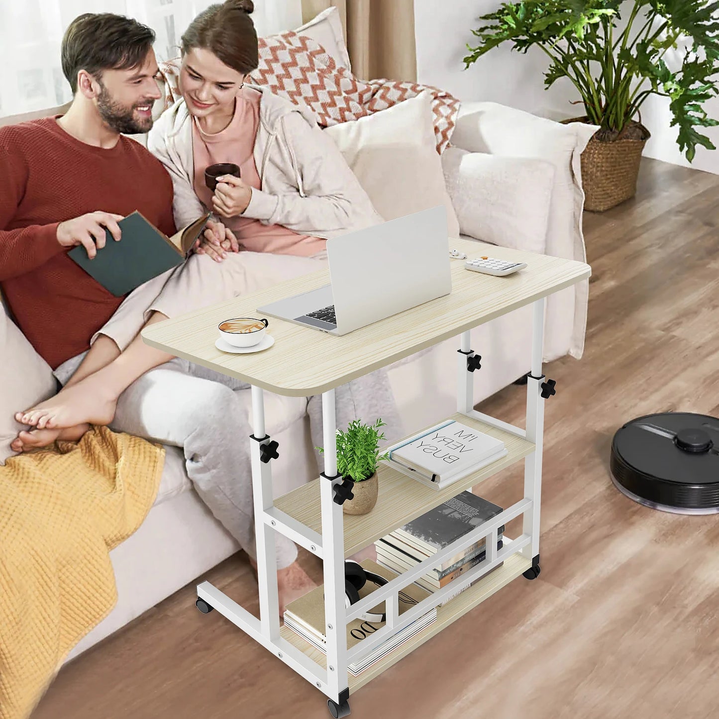 Portable Adjustable Laptop Desk with Wheels for Home Office Use