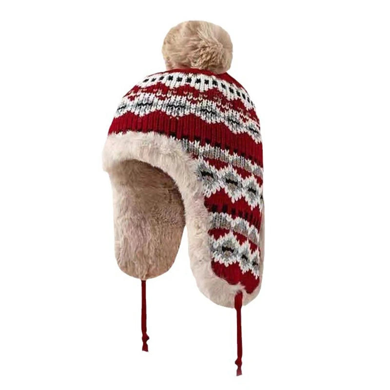 Women's Warm Knitted Fluffy Trapper Hat | Cozy Earflap Beanie