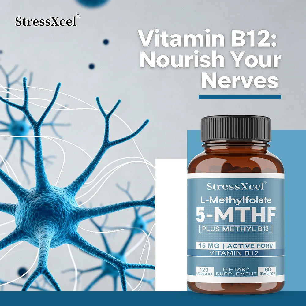 5-MTHF L-Methylfolate with B12 Capsules | Boost Cognitive Function