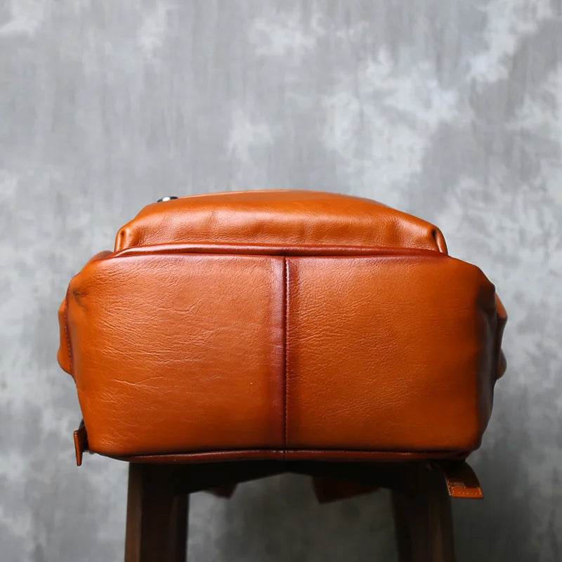 Vintage Leather Backpack for Men | Retro Casual Cowhide Design