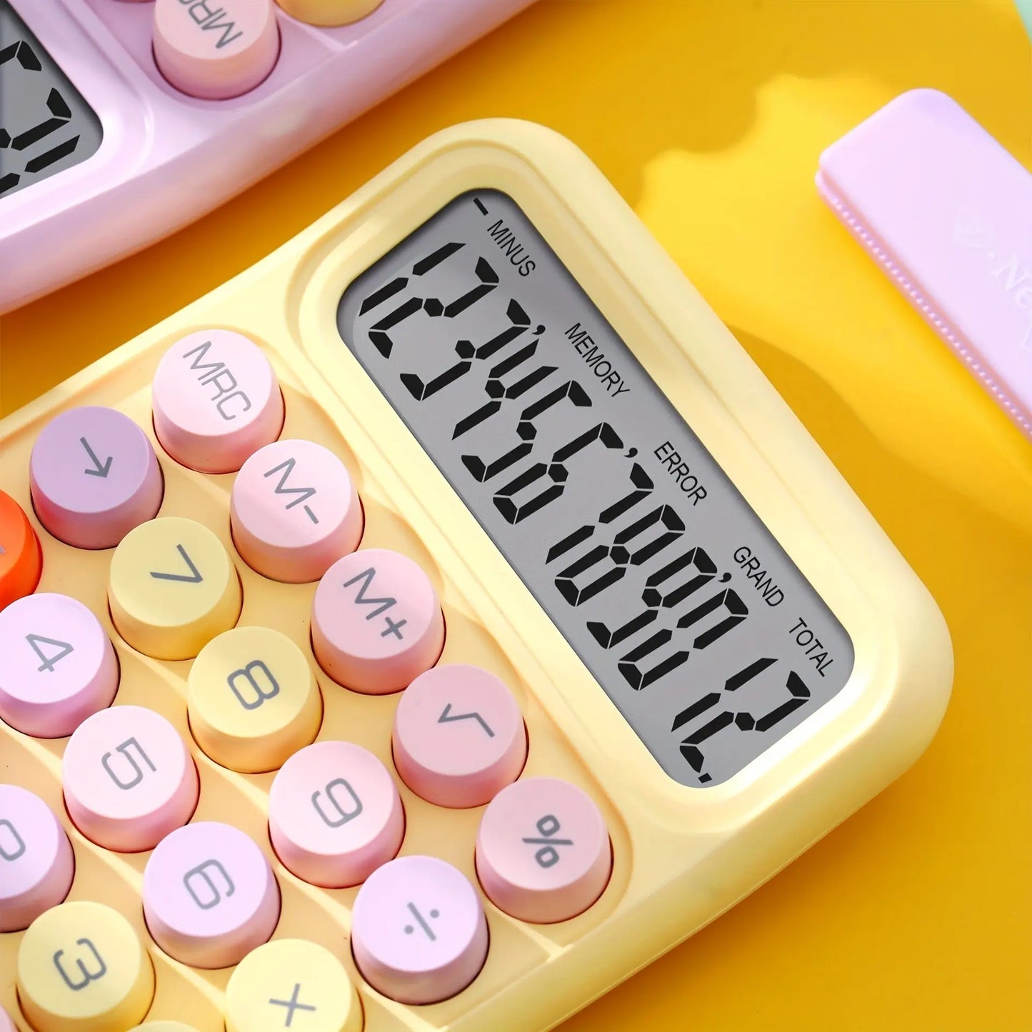 Cute Candy Color Mechanical Calculator | 12-Digit Office Tool