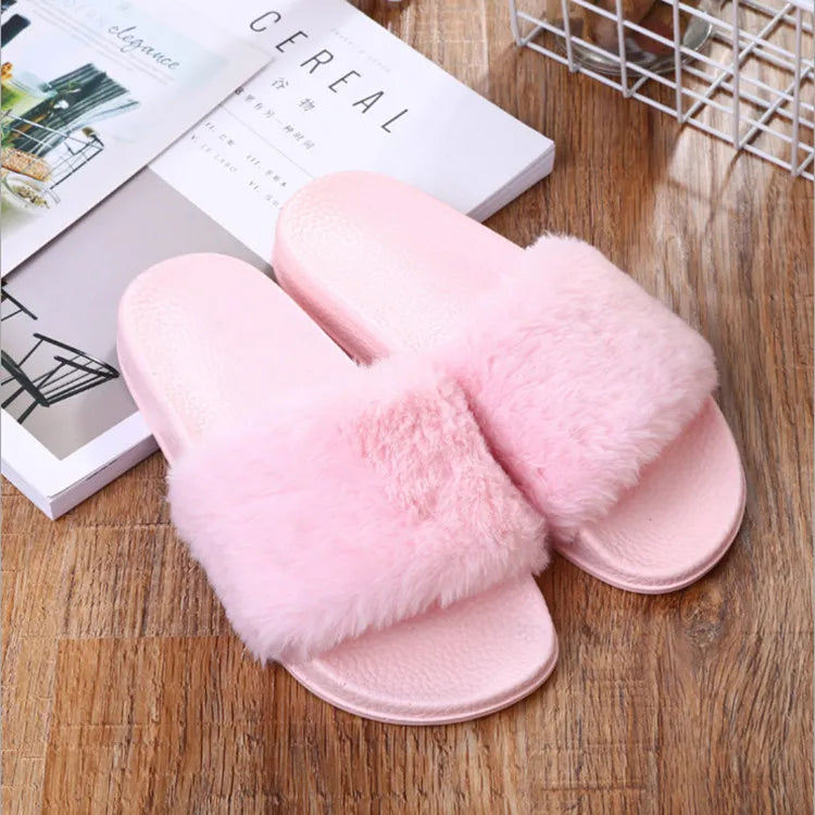 Women's Open Toe Fuzzy Plush Slippers | Cozy Winter House Slides
