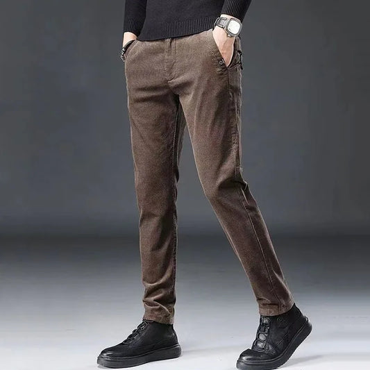 Pantalones rectos de pana vintage para hombre | Pantalones casuales con estilo