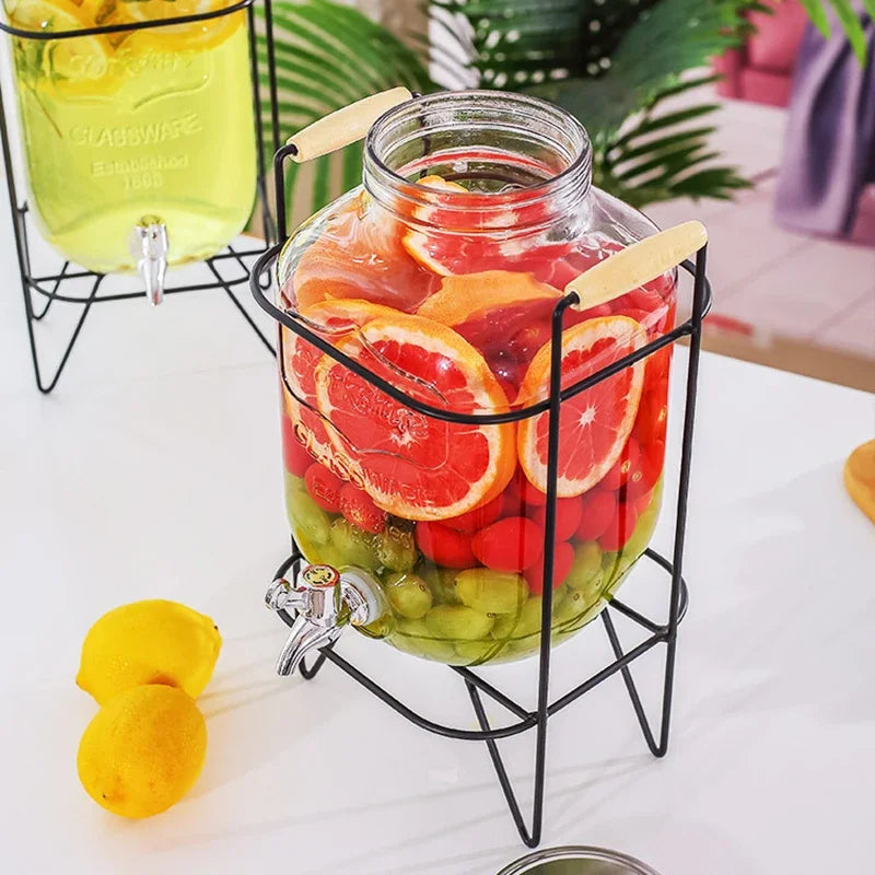 Elegant 4L Glass Beverage Dispenser with Stand & Tap
