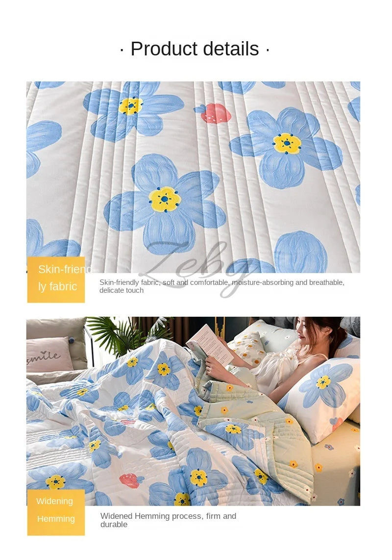 Quilted Spring Summer Quilt | Soft Comfortable Queen Size Blanket