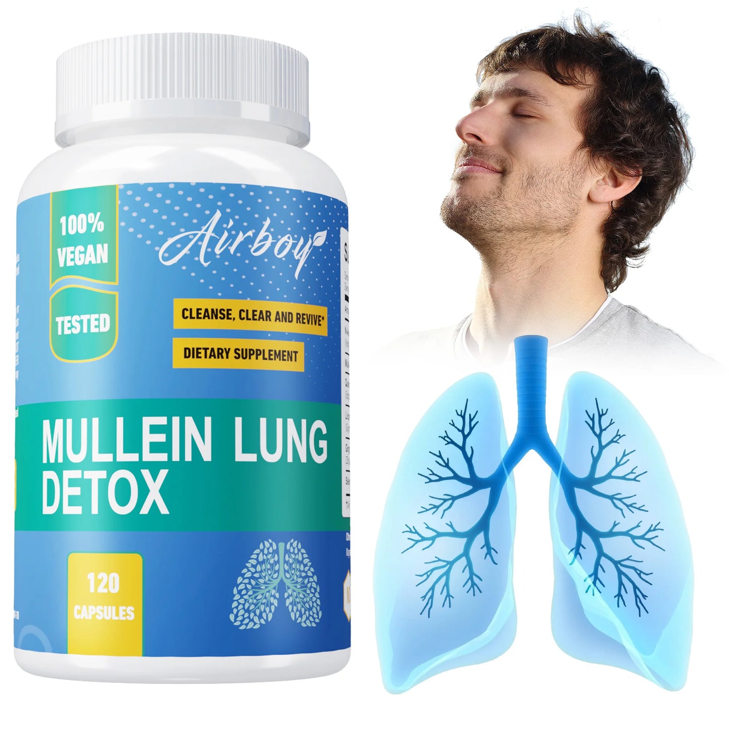 Natural Mullein Lung Detox Capsules for Breathing & Sleep