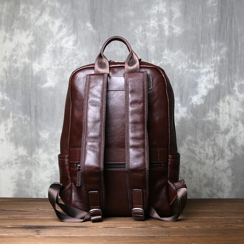 Vintage Leather Backpack | Large Capacity Casual Computer Bag