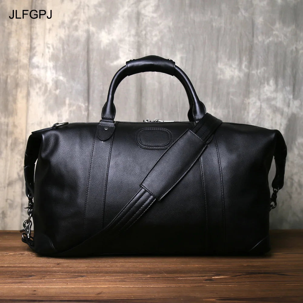 Retro Genuine Leather Men's Travel Bag | Large Capacity Crossbody