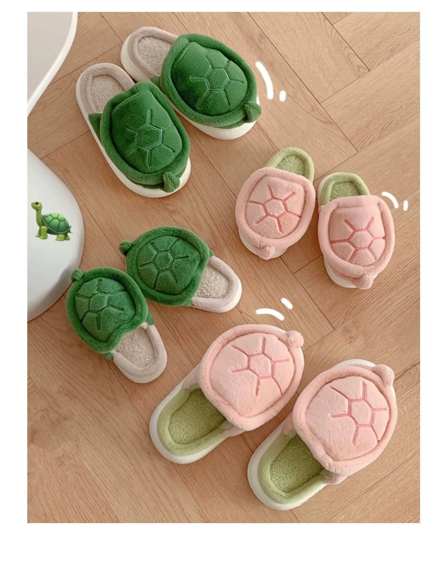Cute Turtle Plush Slippers | Soft Warm Indoor Winter Footwear
