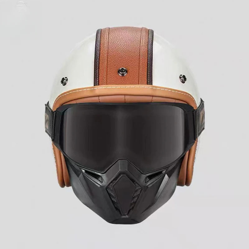 Retro Open Face 3/4 Motorcycle Helmet with Colorful Lens | DOT Certified