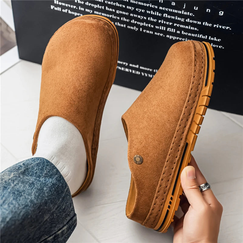 Men's Wide Toe Box Mules | Comfy Slip-On Loafers for Daily Use