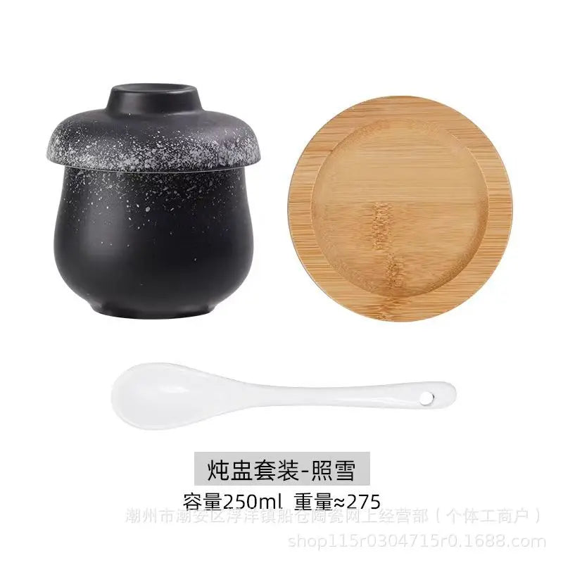 Japanese Ceramic Small Stew Pot Set | Creative Tableware for One