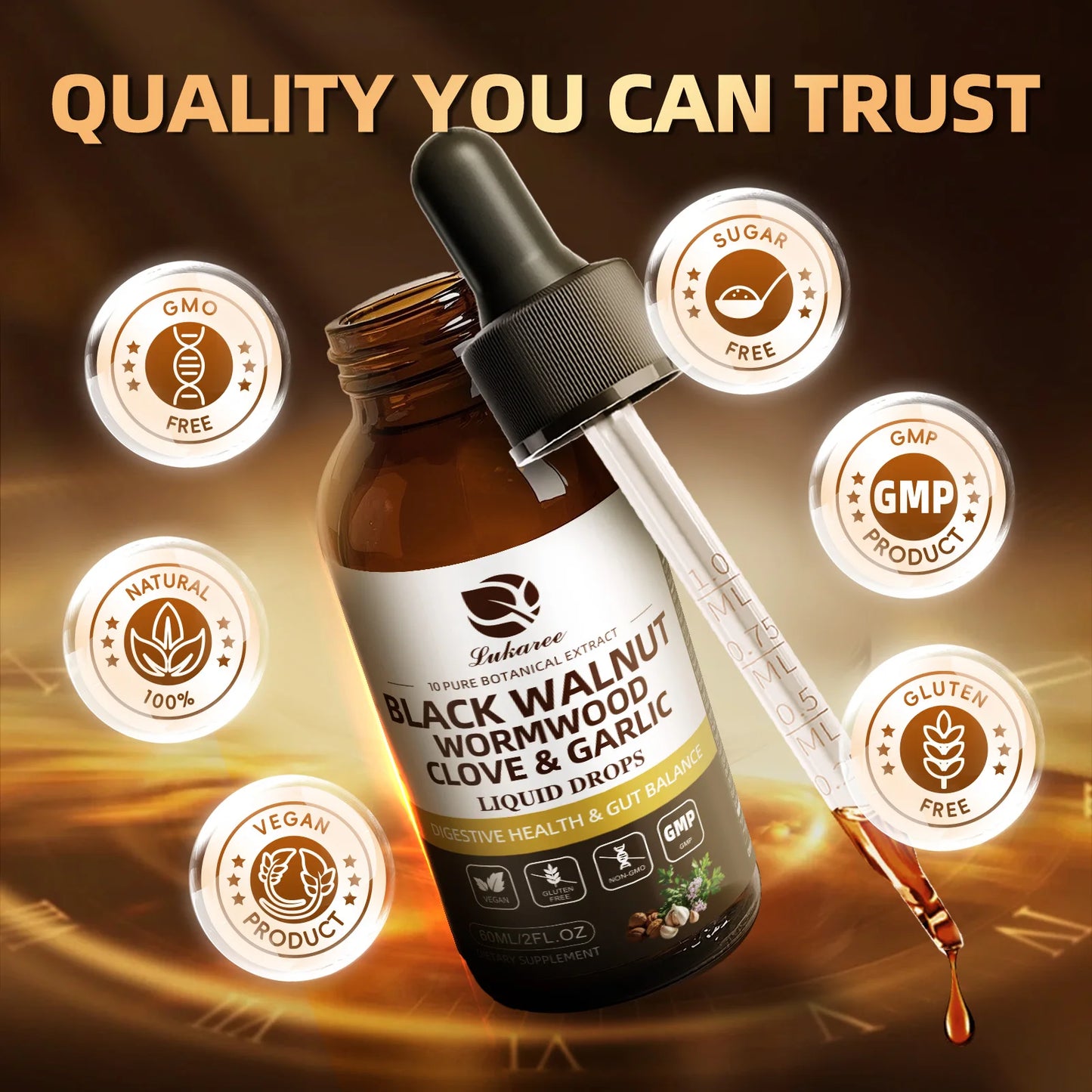 60ML Black Walnut Herbal Drops | Support Digestion & Immunity