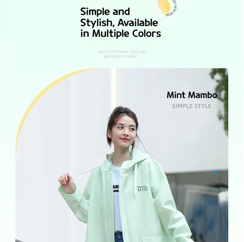 Long Full-Length Anti-Rainstorm Raincoat Poncho for Adults