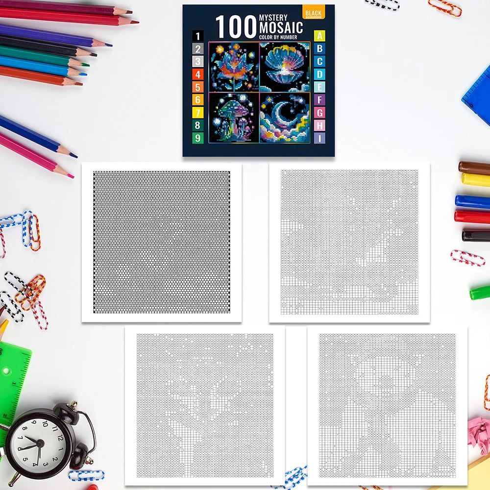Mosaic Digital Coloring Book | Floral, Cosmic & Fantasy Patterns