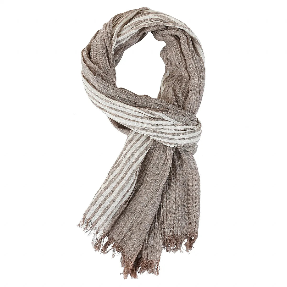 Fashionable Men's Cotton Linen Scarf | Warm Striped Neckerchief