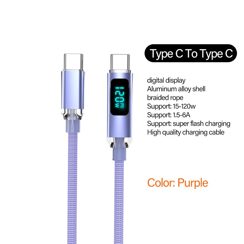120W USB Type C Fast Charging Cable | 6A for All Devices