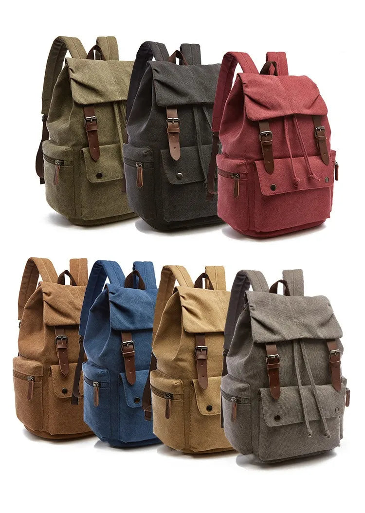 Vintage Canvas Backpack | Spacious Hiking & Travel Bag