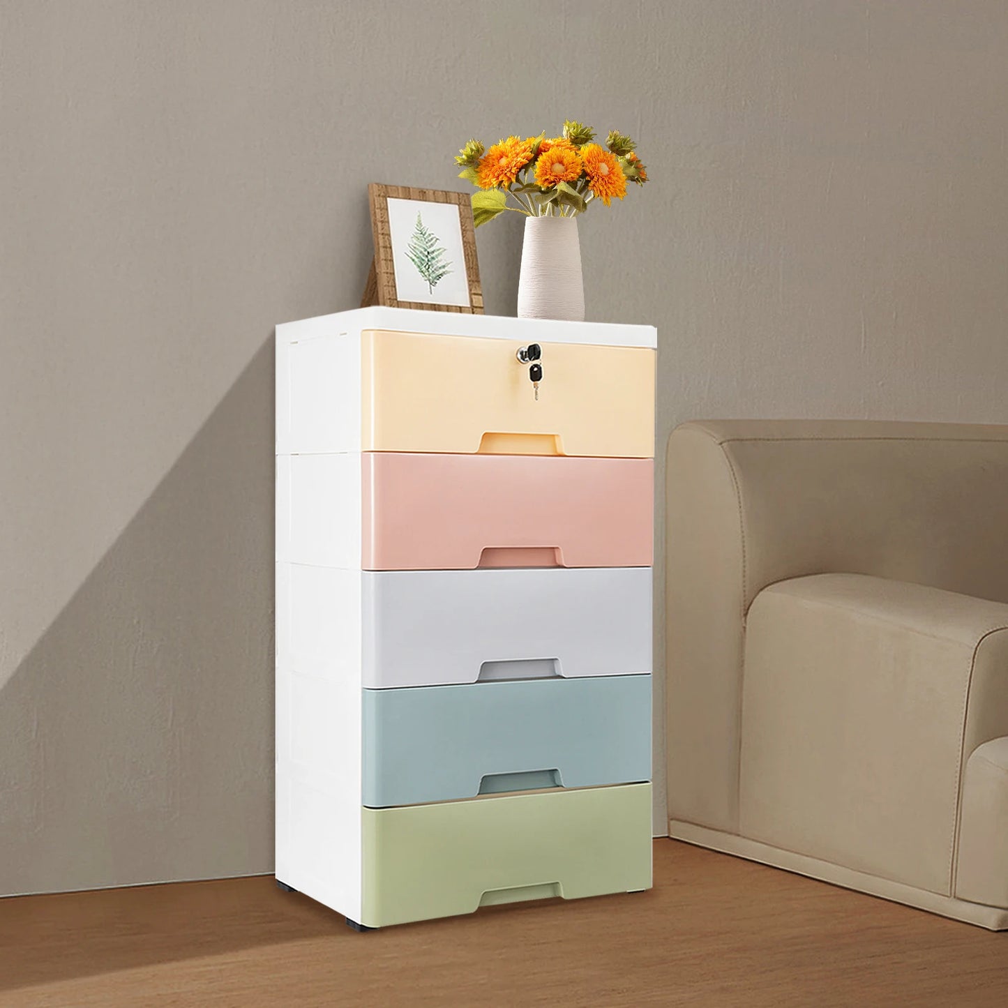 5-Drawer Plastic Storage Cabinet | Large Capacity Organization