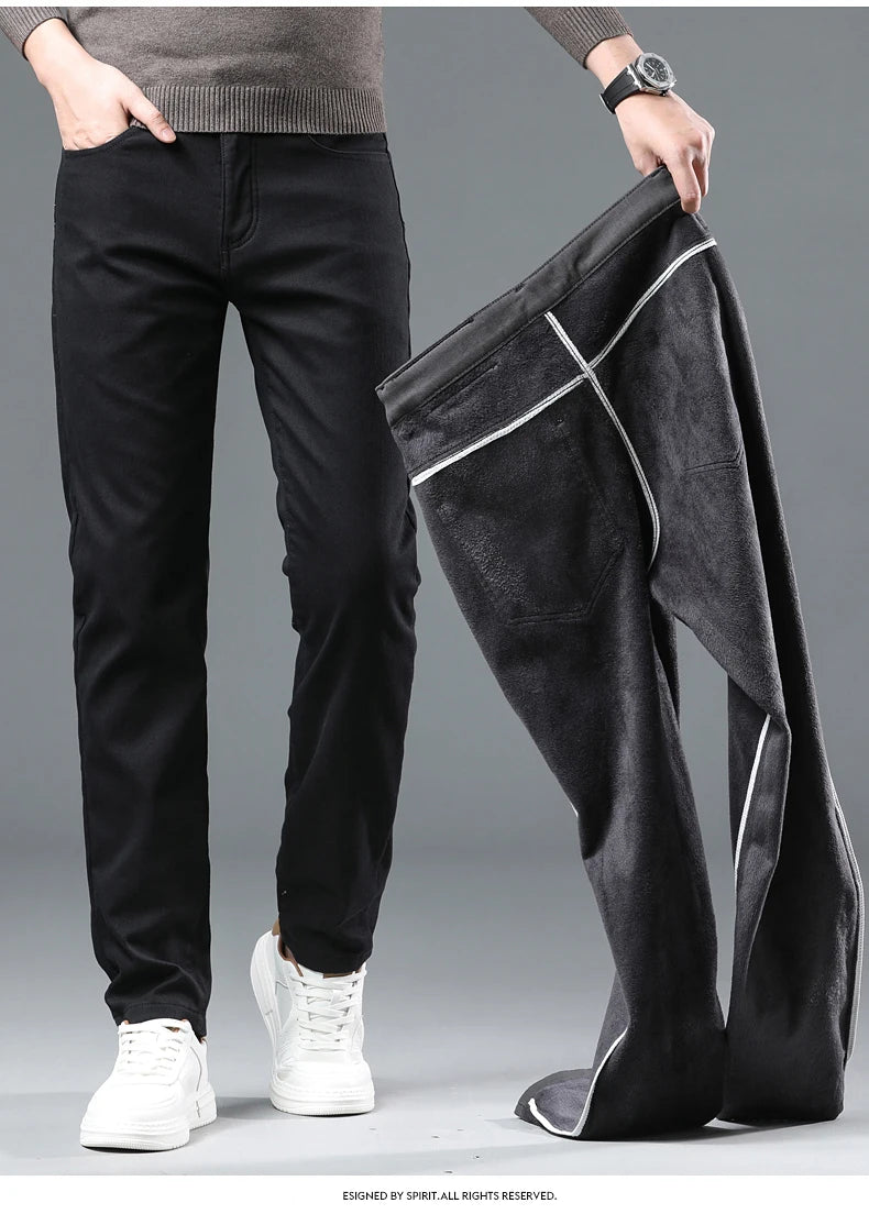 Men's Winter Fleece Pants | Thick Warm Casual Velvet Trousers