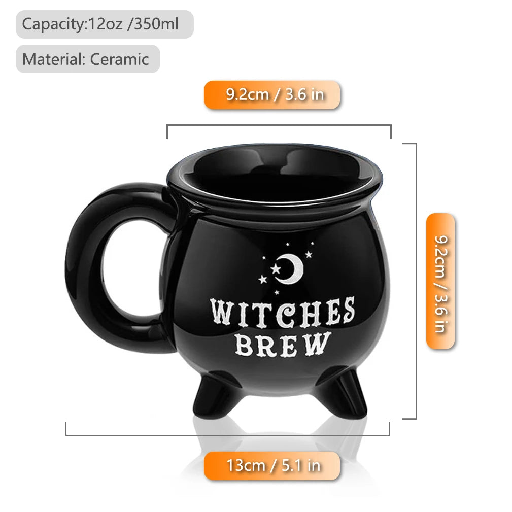 Witch Brew Coffee Mug | 350ml Black Cauldron Ceramic Cup