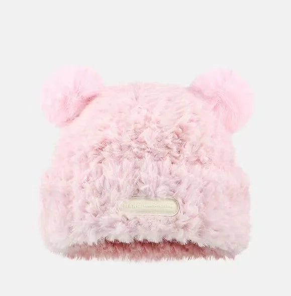 Cute Plush Knitted Rabbit Ear Hat | Warm Winter Protection for Kids