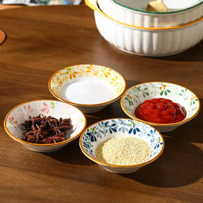 Floral Ceramic Seasoning Dishes - Microwave & Dishwasher Safe