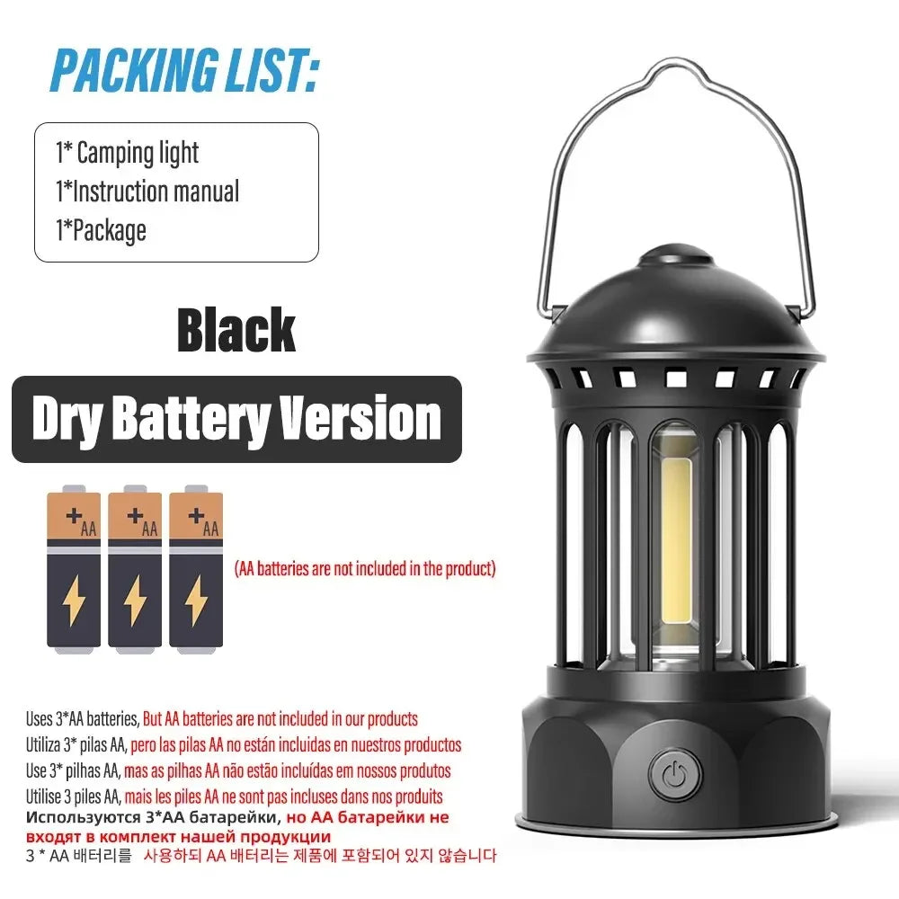 Linterna de camping de estilo romano vintage | Luz exterior recargable