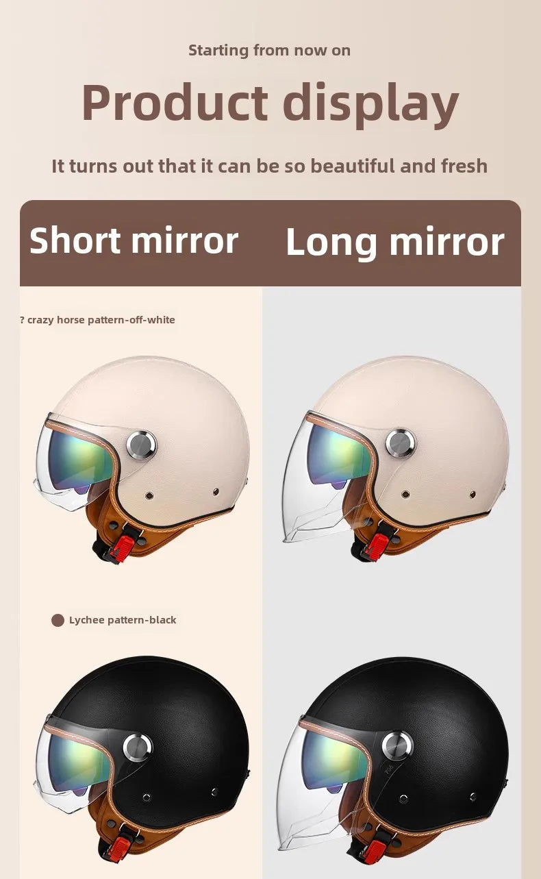 3/4 Open Face Motorcycle Helmet with Dual Sun Visor for All Riders