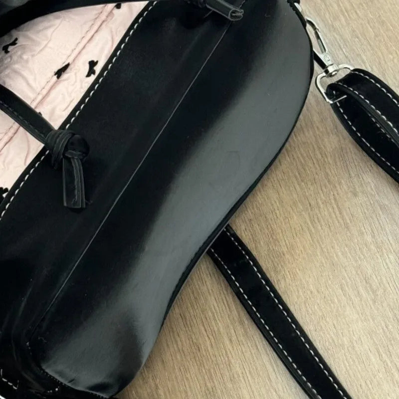 Stylish Black Pink Bow Ruffled Backpack for Women & Girls