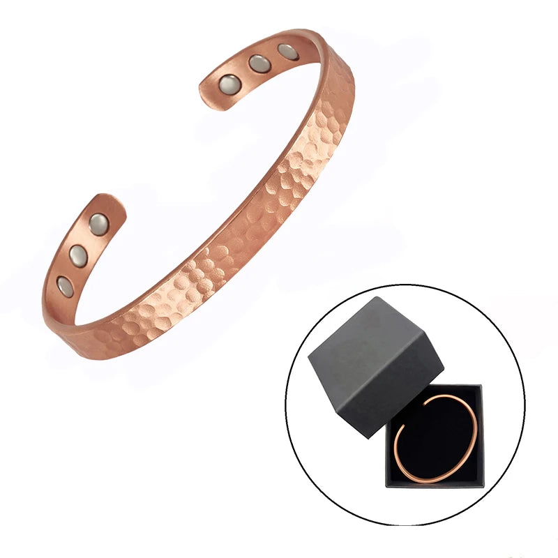 Magnetic Pure Copper Bracelet | Vintage Rose Gold Cuff Bangle