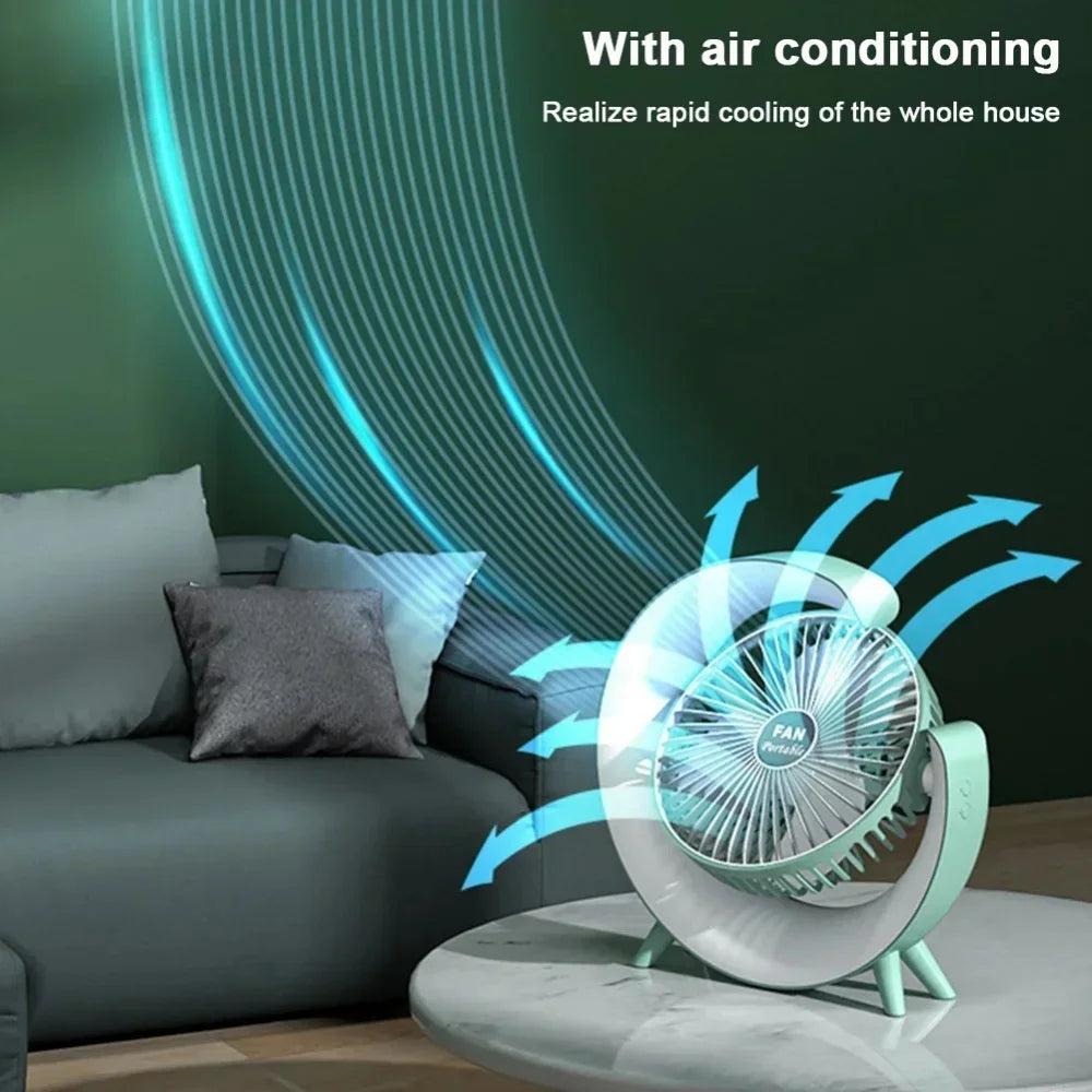 Portable USB Rechargeable Fan | 7-Color LED Mini Cooling Fan