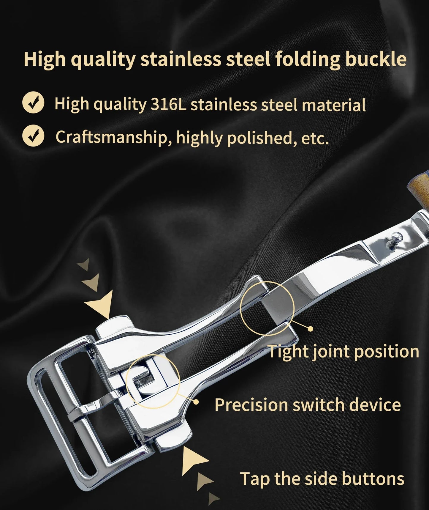 High Quality Genuine Leather Watch Band | Deployment Buckle Strap