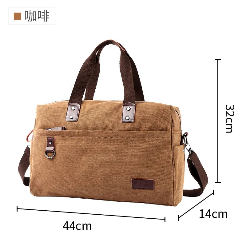 Large Capacity Men's Canvas Shoulder Bag for Travel & Business
